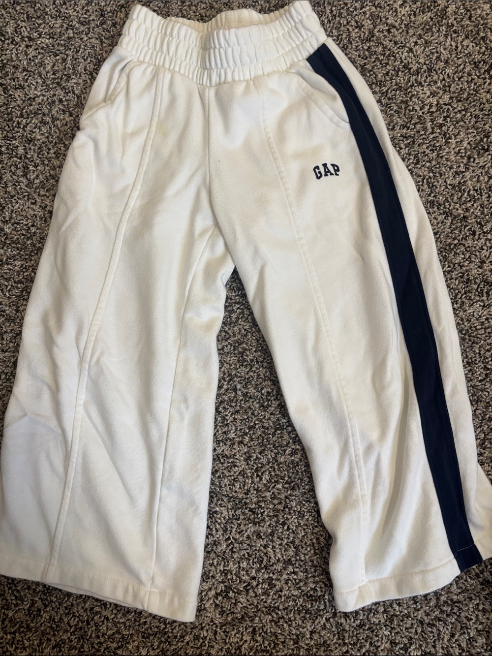 GAP White Sweatpants with Navy Side Stripe - Kids